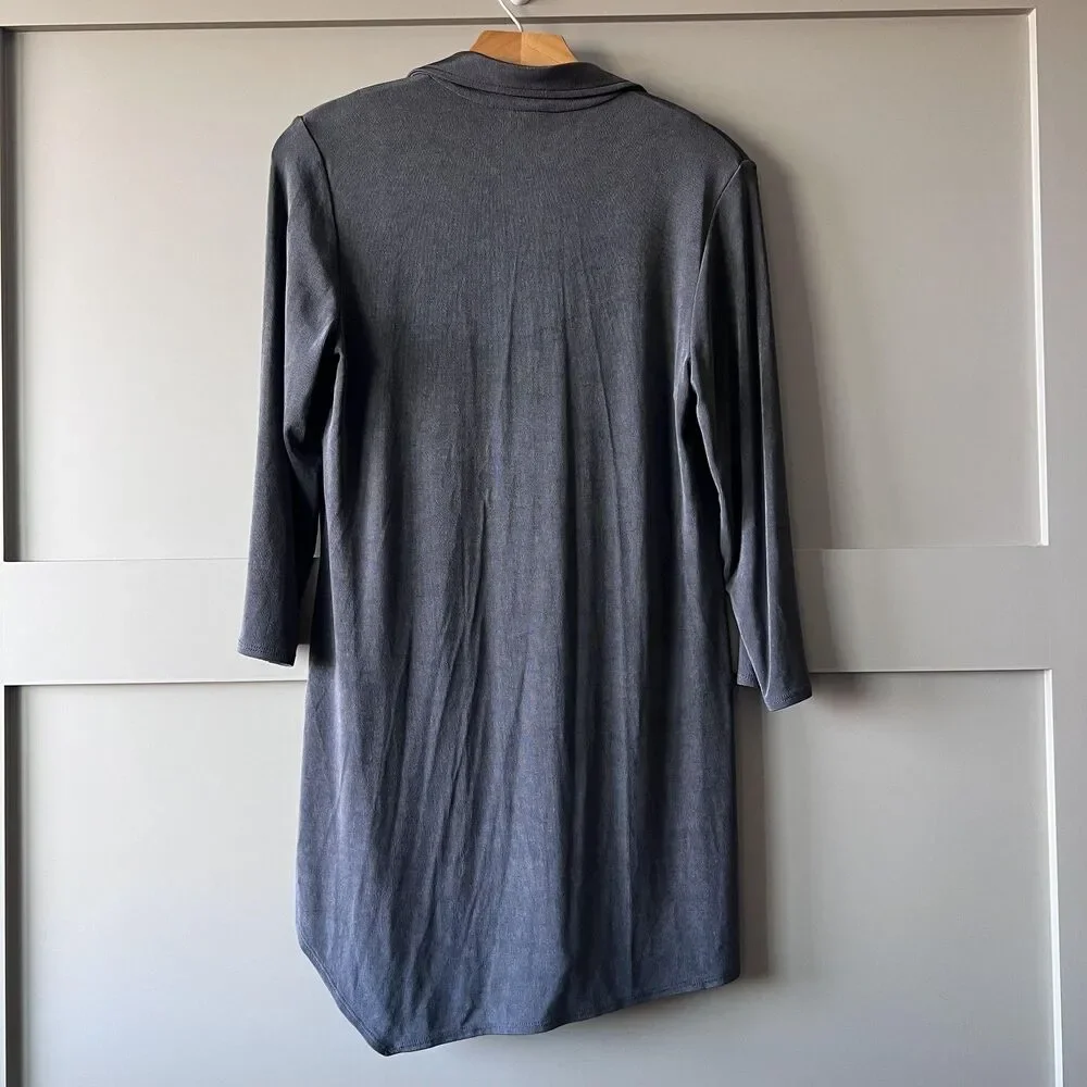 Travelers By Chicos Jacket Womens 0 Small Gray Open High Slinky‎ Cardigan Drape